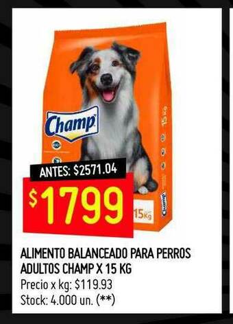 Changomas Alimento Balanceado Para Perros Adultos Champ oferta