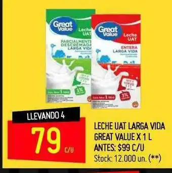 Changomas Leche Uat Larga Vida Great Value oferta
