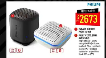 Changomas Parlante Bluetooth Philips T As 1505 Philips Tas2505 oferta