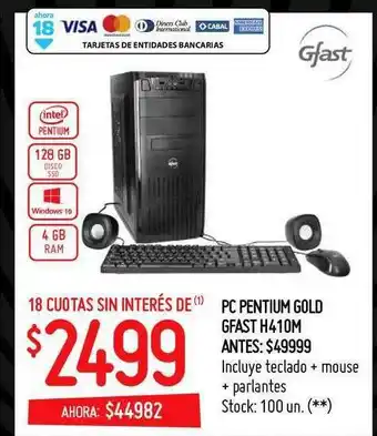 Changomas Pc Pentium Gold Gfast H410m oferta