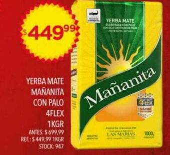 Supermercados Todo Yerba Mate Mañanita Con Palo 4flex oferta