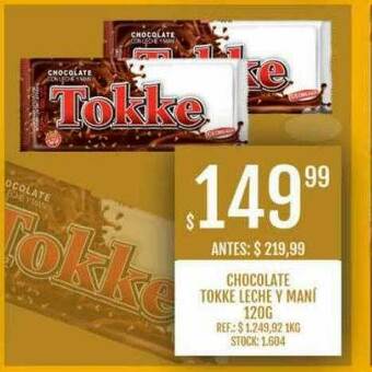 Supermercados Todo Chocolate Tokke Leche Y Maní oferta