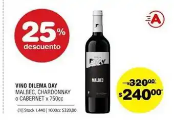Atomo Conviene Vino Dilema Day Malbec Chardonnay O Cabernet 750cc oferta