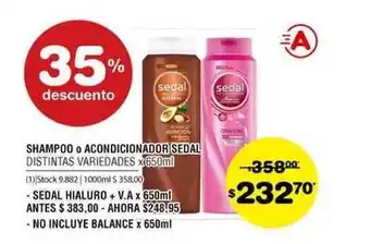 Atomo Conviene Shampoo O Acondicionador Sedal Distintas Variedades x 650ml oferta