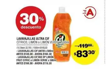 Atomo Conviene Lavavajillas Ultra Cif Cítrico Limón O Limón Verde 500ml oferta