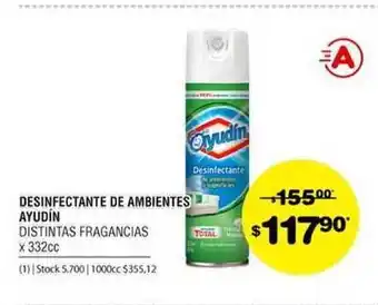 Atomo Conviene Ayudín Desinfectante De Ambientes Distintas Fragancias 332cc oferta