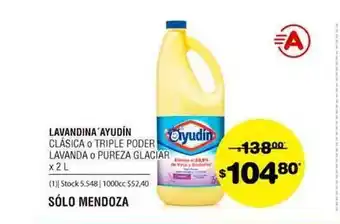 Atomo Conviene Lavandina Ayudin Clásica O Triple Poder Lavanda O Pureza Glaciar 2 L oferta