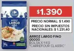 Carrefour Carrefour classic arroz largo fino 00000 bolsa oferta