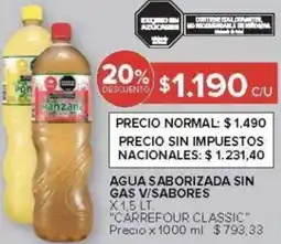 Carrefour Carrefour classic agua saborizada sin gas v/sabores oferta