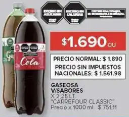 Carrefour Carrefour classic gaseosa v/sabores oferta