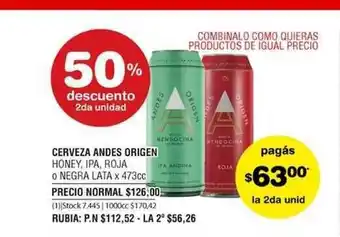 Atomo Conviene Cerveza Andes Origen Honey Ipa Roja O Negra Lata 473cc oferta