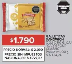 Carrefour Carrefour classic galletitas sandwich oferta