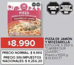 Carrefour Carrefour classic pizza de jamón y mozzarella estuche oferta