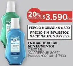 Carrefour Carrefour soft enjuague bucal menta/mentol oferta