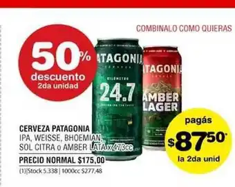 Atomo Conviene Cerveza Patagonia Ipa Weisse Bhoemian Sol Citra O Amber Lata 473cc oferta