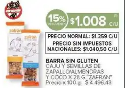 Carrefour Zafran barra sin gluten caju y semillas de zapallo/almendras y coco oferta