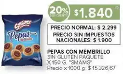 Carrefour Smams pepas con membrillo sin gluten paquete oferta
