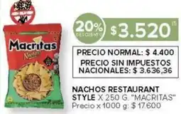 Carrefour Macritas nachos restaurant style oferta