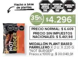Carrefour Not burger medallón plant based parrillero oferta
