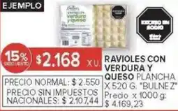 Carrefour Bulnez ravioles con verdura y queso plancha oferta