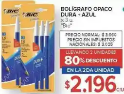 Carrefour Bic bolígrafo opaco dura + azul oferta