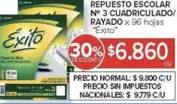 Carrefour Exito repuesto escolar nº 3 cuadriculado/ rayado oferta
