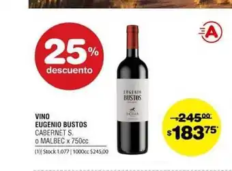 Atomo Conviene Vino Eugenio Bustos Cabernet S. O Malbec x 750cc oferta