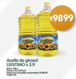 Supermercados Buenos Días Legitimo aceite de girasol oferta