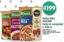Supermercados Buenos Días Knorr salsa lista toda la variedad oferta