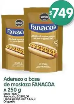 Supermercados Buenos Días Fanacoa aderezo a base de mostaza oferta
