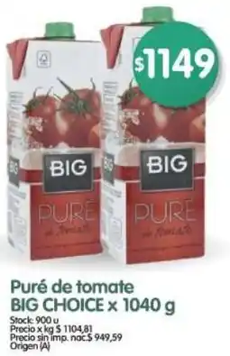Supermercados Buenos Días Big choice puré de tomate oferta