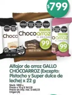 Supermercados Buenos Días Gallo chocoarroz alfajor de arroz oferta