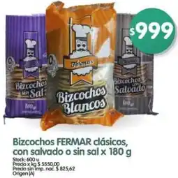 Supermercados Buenos Días Fermar bizcochos clásicos, con salvado o sin sal oferta