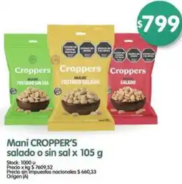 Supermercados Buenos Días Cropper's mani salado o sin sal oferta