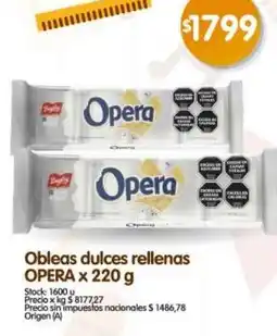 Supermercados Buenos Días Opera obleas dulces rellenas oferta