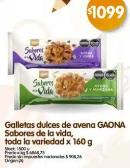 Supermercados Buenos Días Gaona galletas dulces de avena sabores de la vida, toda la variedad oferta