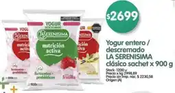 Supermercados Buenos Días La serenisima yogur entero/ descremado clásico sachet oferta