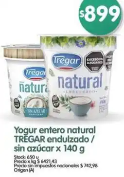 Supermercados Buenos Días Tregar yogur entero natural endulzado / sin azúcar oferta