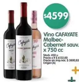 Supermercados Buenos Días Cafayate vino malbec- cabernet sauv oferta