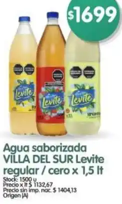 Supermercados Buenos Días Villa del sur agua saborizada levite regular/cero oferta