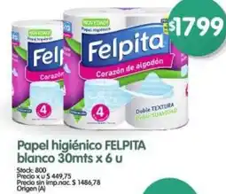 Supermercados Buenos Días Felpita papel higiénico blanco oferta