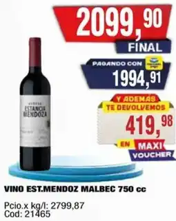 Maxiconsumo Est.mendoz vino malbec oferta