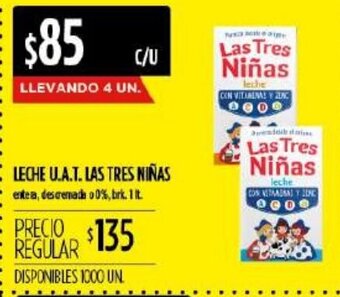 Supermercados Vea Leche U.A.T Las Tres Niñas 1lt oferta