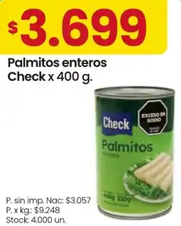 Changomas Check palmitos enteros oferta