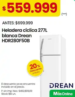 Changomas Drean heladera cíclica 277L blanca oferta