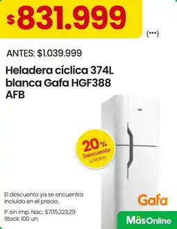 Changomas Gafa heladera cíclica 374L blanca oferta