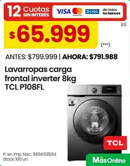 Changomas TCL lavarropas carga frontal inverter 8kg oferta