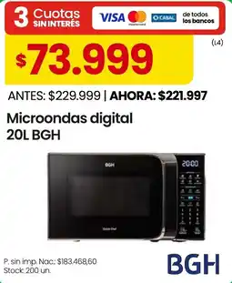 Changomas BGH microondas digital 20L oferta