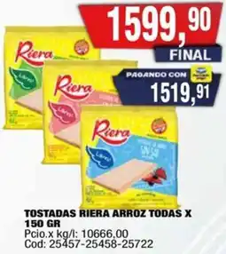 Maxiconsumo Riera tostadas arroz todas oferta