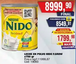 Maxiconsumo Nestlé leche en polvo nido f.grow oferta